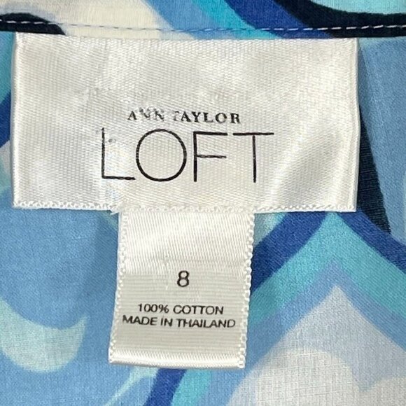 Ann Taylor Snap Front Shirt Long Sleeve Floral 70s Retro Lightweight V-Neck 8 - Picture 5 of 5